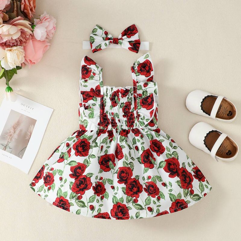 Mother & Kids Baby Clothes Rose Pure Cotton Jumpsuit Newborn Triangle Crawling Clothes Including Headband_voghion.com