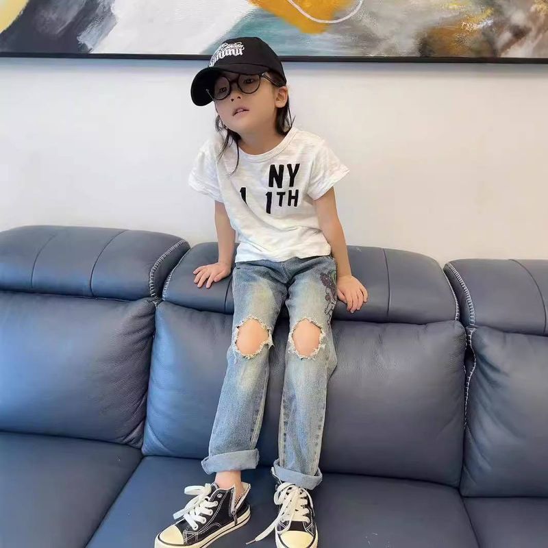 Mother & Kids Straight Print Jeans Baby Trousers_voghion.com