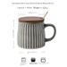 Tazza artigianale con smaltatura e texture in rilievo - Tazza da caffè in ceramica nordica con coperchio e cucchiaio, capacità 450 ml, design retrò per uomo_voghion.com