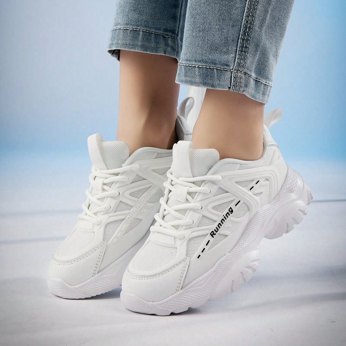 Boys' Spring And Summer Lace Up Casual Breathable White Running Shoes_voghion.com