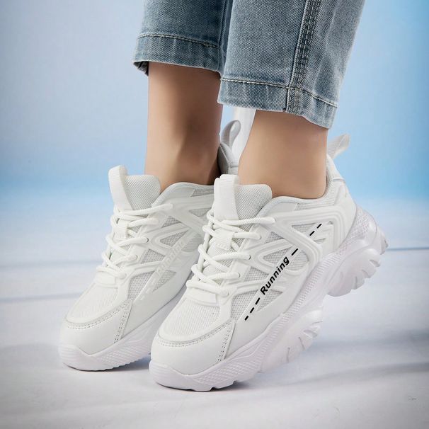 Boys' Spring And Summer Lace Up Casual Breathable White Running Shoes_voghion.com