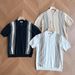 Men's Clothing Contrast Striped Ice Knitted Short Sleeved Polo Shirt Summer New Shirt Collar Design Slim Fit Half Sleeved T Shirt_voghion.com
