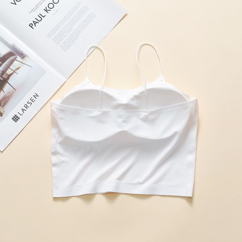 Ice Silk Back Shaping Bra Anti-Wardrobe Malfunction Base Wrapped Chest Inner Tube Top Padded Strap Vest Outer Wear_voghion.com