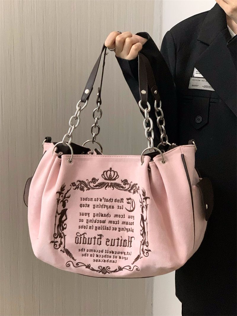 Gothic-Kettentasche mit großer Kapazität für Damen 2022 Neue Mode Weiche Umhängetasche mit Kürbis_voghion.com