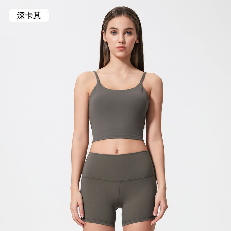 New Top For Women Sports Bra With Chest Pads Thin Straps Beautiful Back Fitness Vest Camisole Yoga Clothing C5238_voghion.com