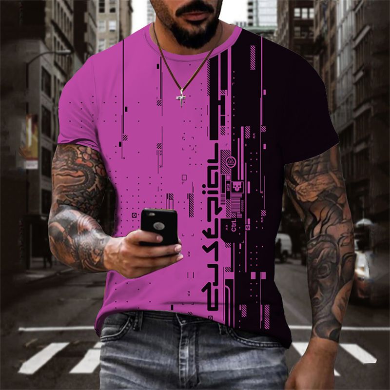 Spring and summer cross-border foreign trade Europe and the United States fashion men's T-shirt series short sleeve top_voghion.com