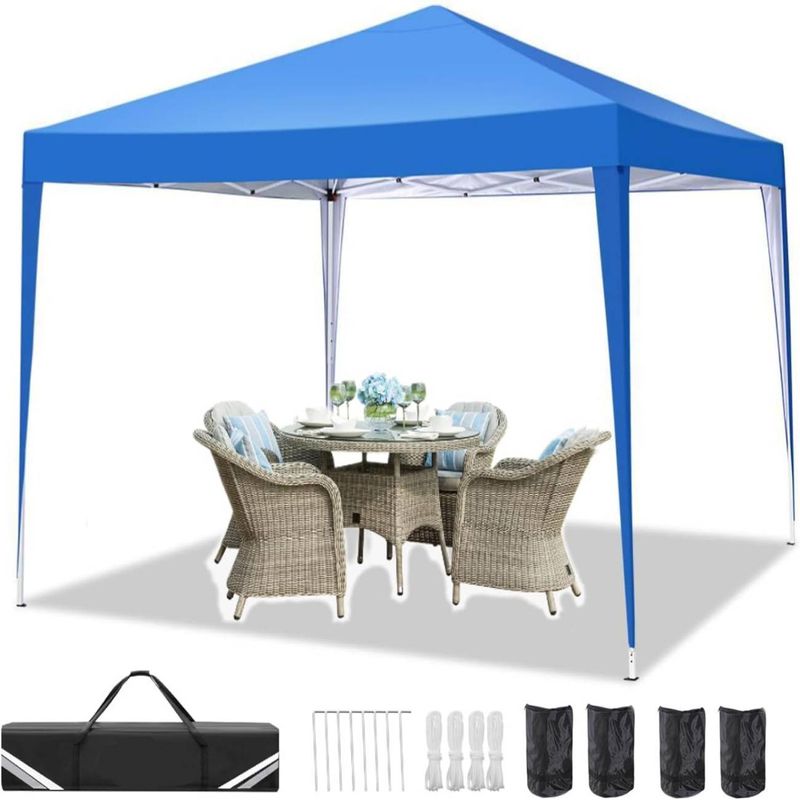 TOOLUCK 10x10ft Pop-Up-Überdachungszelt mit 4 Sandsäcken, sofortiger Sonnenschutz für den Außenbereich mit 8 Heringen, 4 Seilen und Tragetasche, Campingpavillon für Strand und Hinterhof_voghion.com