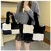 Women's Light Luxury Faux Shearling Tote Bag – Soft & Spacious Shoulder Bag For Everyday Use, Stylish Trendy With Magnetic Closure Plush Shoulder Bag_voghion.com