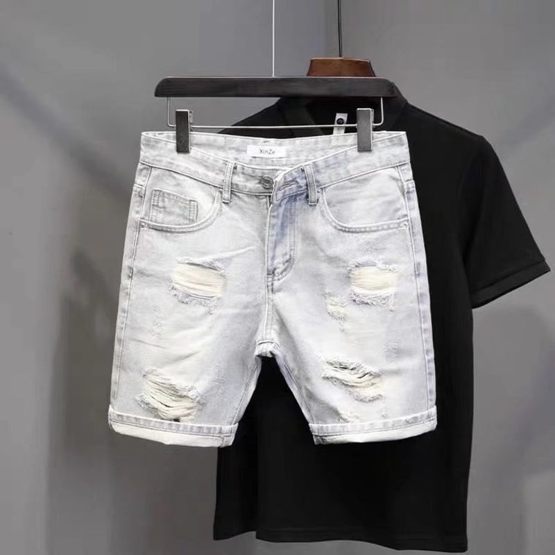 Men's Clothing Style Ins Retro Style All-match Loose Straight Denim Shorts Casual Pants Boys_voghion.com