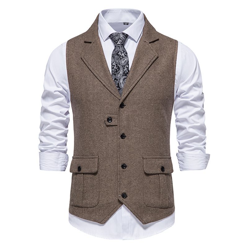 2024 casual business herringbone woolen suit, vest, men's new style_voghion.com