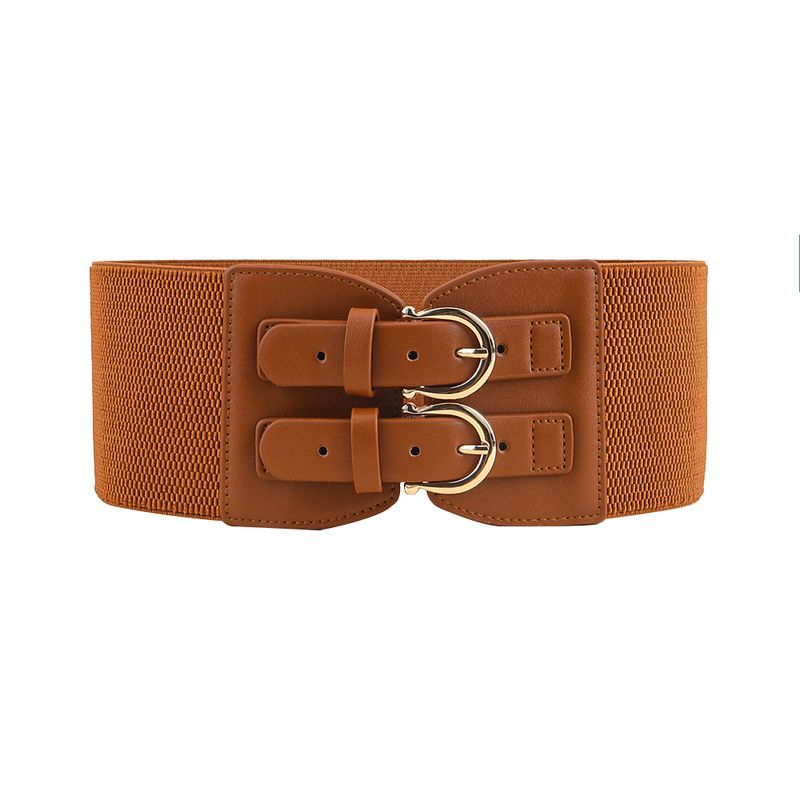 HOT High sense retro pin buckle waist seal elastic wide belt ladies fashion accessories_voghion.com
