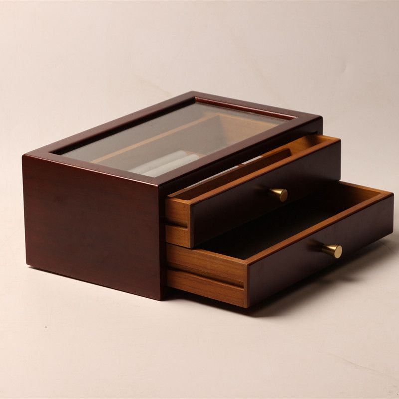 Watch Box Simple Two-layer Jewelry Storage Box Necklace Watch Bracelet Storage Box Desktop Storage Box Retro Storage Box_voghion.com