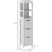 HOMCOM Narrow Bathroom Storage Cabinet, Bathroom Cabinet With 3 Drawers & 2 Open Shelves, Slim Bathroom Floor Cabinet, White_voghion.com
