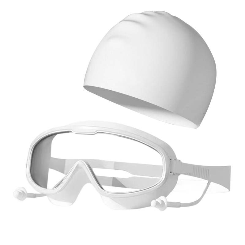 Kay Speed Swim Goggles, Cap, Nose Clip, Earplugs Set, White, YJ01_voghion.com