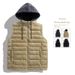 Ärmellose Winterweste für Herren mit Kapuze – Leichtes Modell mit abnehmbarer Kapuze, lässig und sportlich, Polyester, lockere Passform für Outdoor-Aktivitäten und den Alltag (Grau/Schwarz/Khaki)_voghion.com