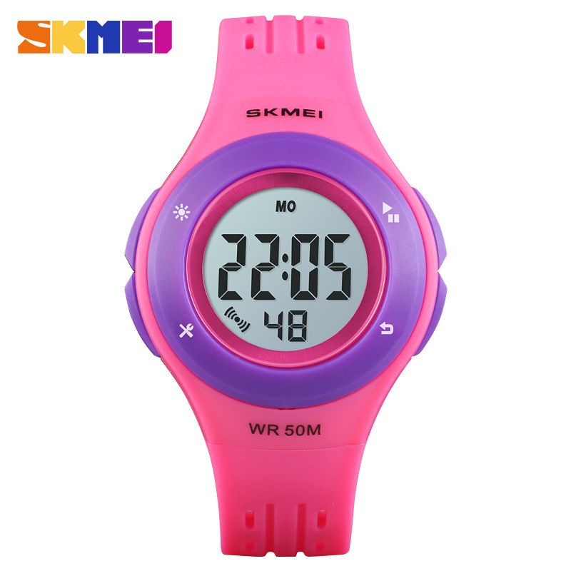 SKMEI Multifunctional Six Color LED Light Digital Display Children's Watch Sports Waterproof Exquisite Student Watch_voghion.com