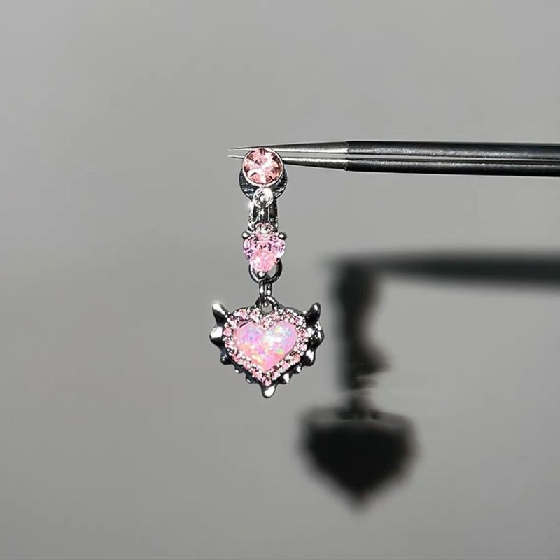 Mermaid Princess Opal No-punch Heart Belly Button Clip Navel Ring No Piercing Required Hot Girl Versatile Cute Easy_voghion.com