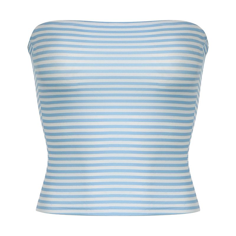 Women's Clothing Basic Inner Wear One Shoulder Striped Tube Top Vest For Women All Match Short Slim Fitting Strapless Bottoming Short Top_voghion.com