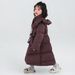 Girls' High End Long Knee Length Down Cotton Jacket With Three Protections_voghion.com