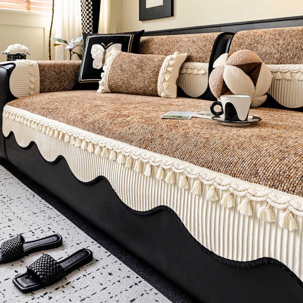 Fodera per cuscino del divano in ciniglia – antiscivolo, universale per divani in pelle, design moderno a righe_voghion.com