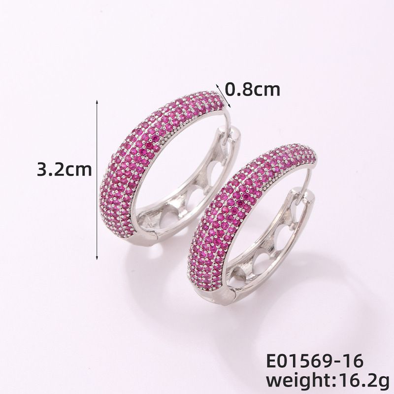 Orecchini geometrici con zirconi rotondi - Orecchini di lusso con micro-pavé per donna (argento 925/placcato oro 18 carati)_voghion.com