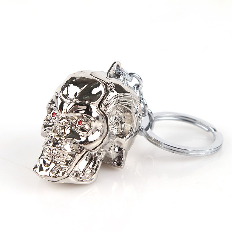 Personality 3D Alloy Skull Head Key rings Cartoon Abnormity Terminator keychain Popular Jewelry Mobile phone Bag Key pendant_voghion.com