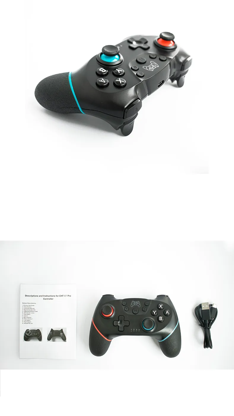 Herný ovládač Switch PRO s plastovým poťahom, súkromnou formou a 6 osami, dvojitý šok, 6-osý herný ovládač s krížovým spínačom_voghion.com