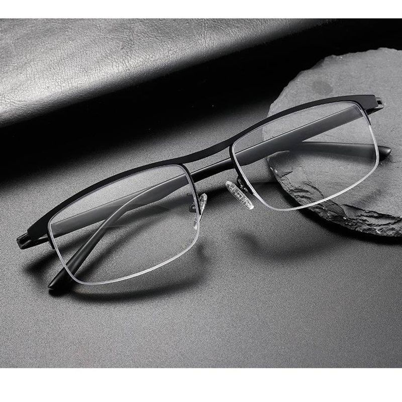 Half Frame Anti-blue Photochromic Men's Autozoom Progressive Multi-focus Bifocal Reading Glasses_voghion.com