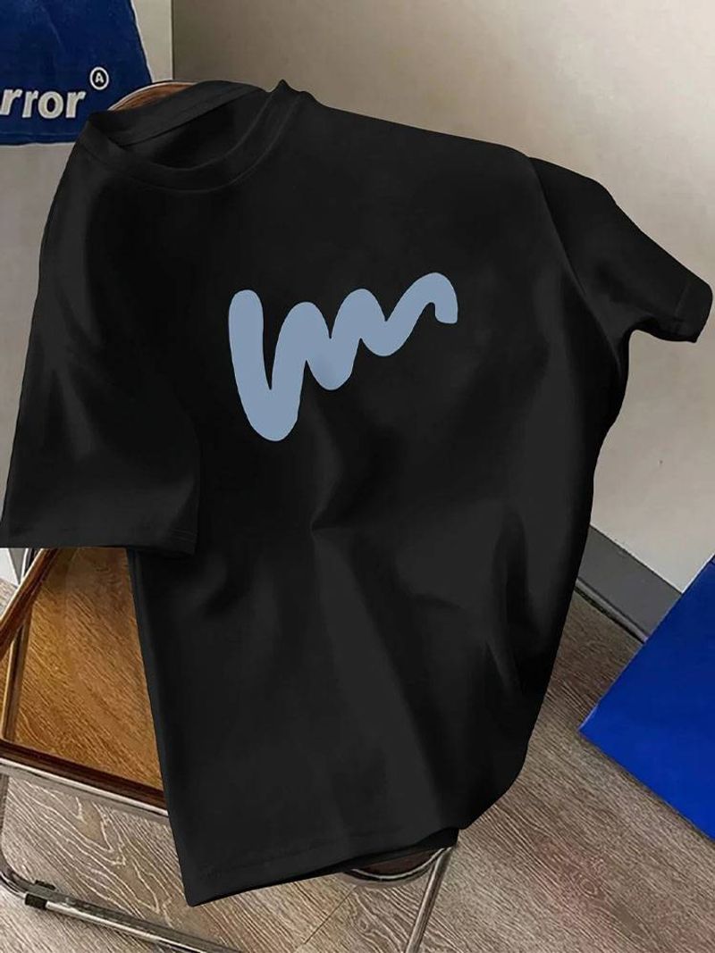 Heren casual gestreept T-shirt met korte mouwen - 100% katoen, 240 g katoen, normale pasvorm ronde hals, machinewasbaar, geschikt voor sport en vrijetijdskleding_voghion.com