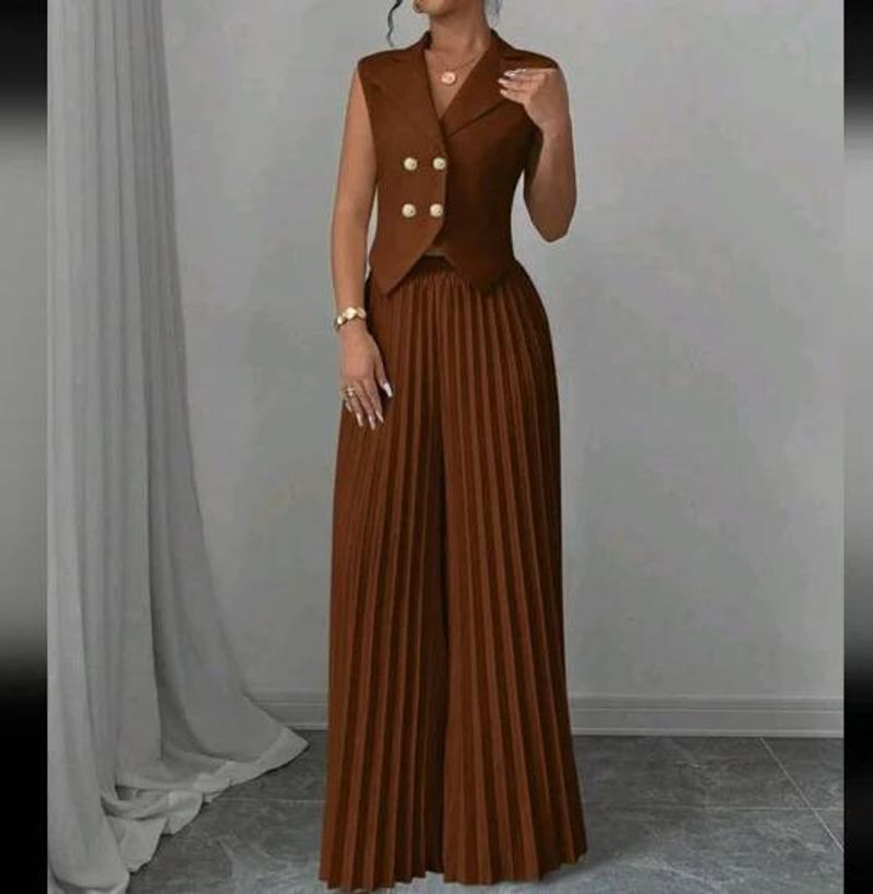 Women's Clothing Suit Collar Dress Color V Neck Tie Waist Pleated Skirt_voghion.com