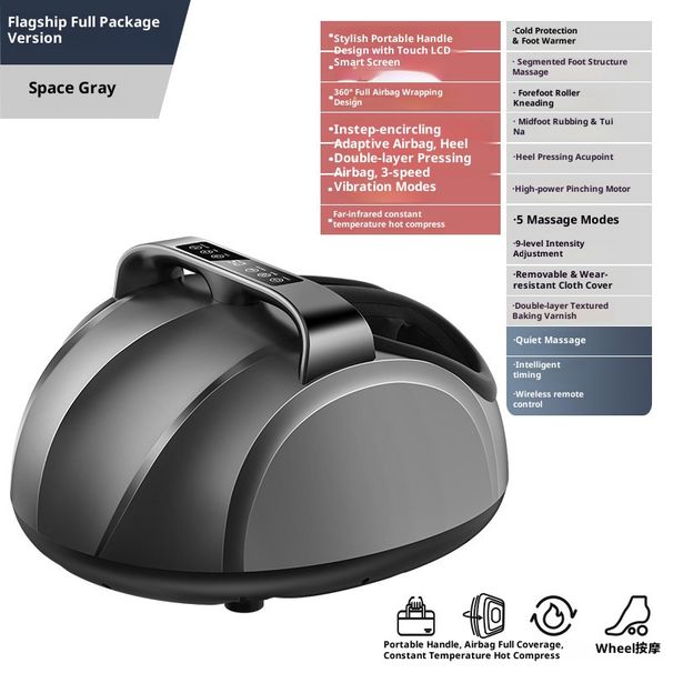 Professionelles Fußmassagegerät mit Wärmetherapie, Luftkompression, Fernbedienung und LCD-Display – vollständige Abdeckung für die Füße_voghion.com