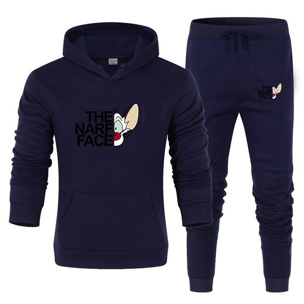 Herren Fleece-Sweatshirt Zweiteiliges Freizeit-Sport-Set Tide Kapuzenpullover Bedruckte Jogginghose_voghion.com
