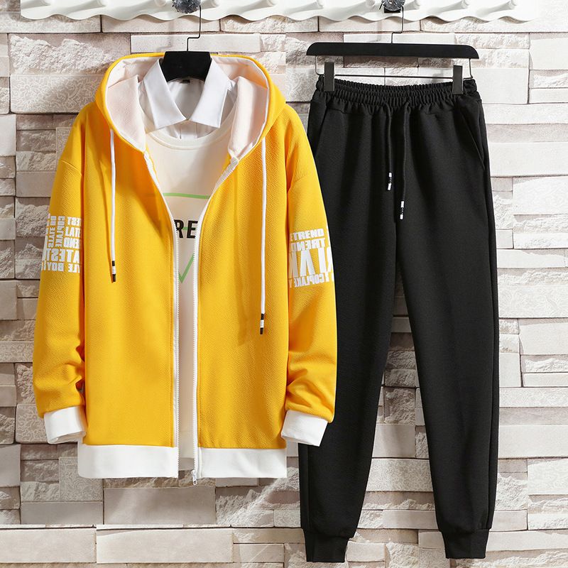 Herenkleding Herfst sweatshirt pak voor heren, Koreaanse stijl trendy losse casual jas voor heren, beenbinding sport lange broek voor heren, tweedelige set_voghion.com