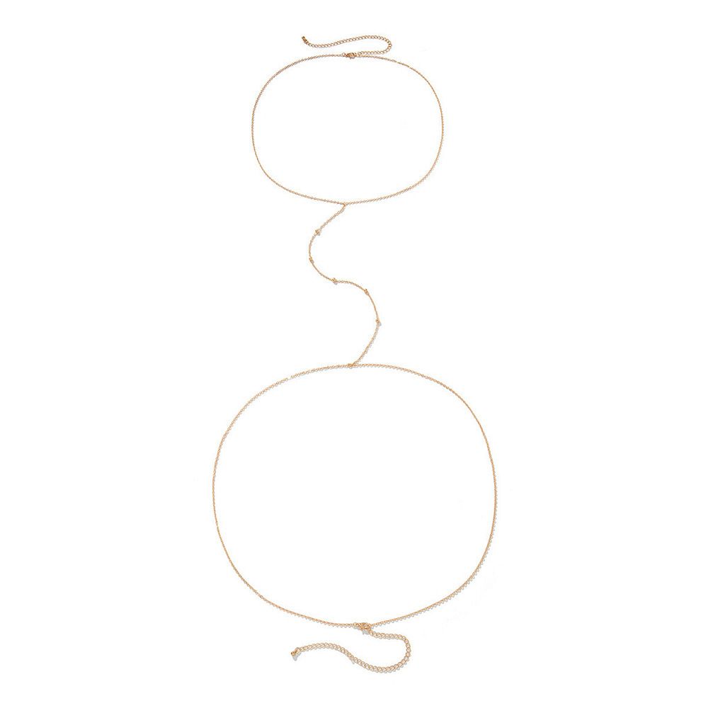 Jóias moda sexy colar uma corrente feminina simples metal redondo grânulo corrente corpo corrente cintura_voghion.com