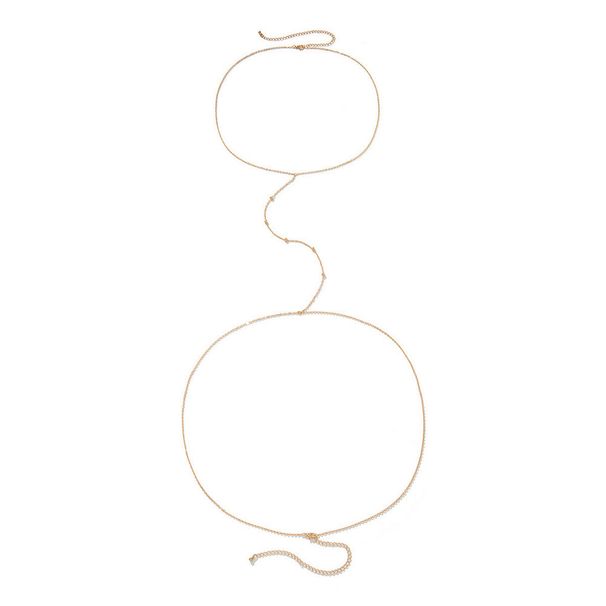 Jóias moda sexy colar uma corrente feminina simples metal redondo grânulo corrente corpo corrente cintura_voghion.com