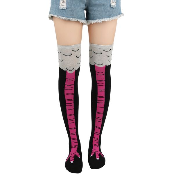 Unisex kyllingefødder sokker bomuldsstrømper personlighed sjove kyllingefødder sokker hjertesokker højt over knæet sokker ins tidevandsstrømper_voghion.com