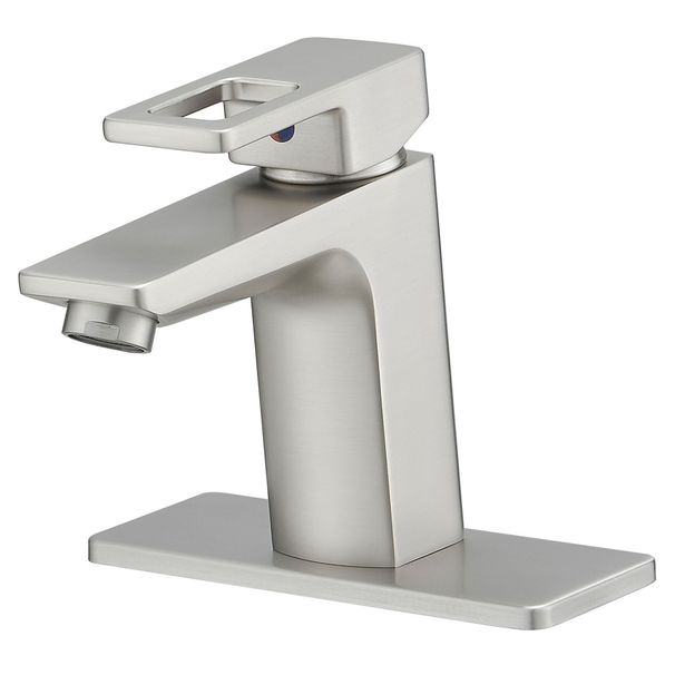 Single-Handle Single-Hole Bathroom Faucet In Spot Resist Brushed Nickel_voghion.com