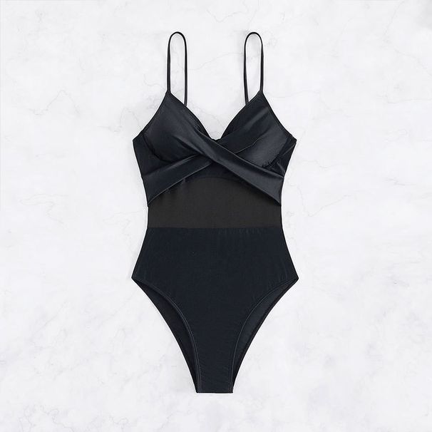 Maillot de bain une pièce pour femme, maillot de bain conservateur à bretelles en maille_voghion.com