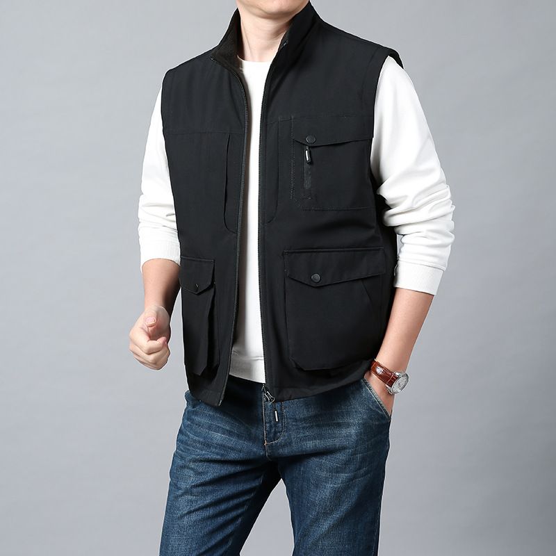 Herrenbekleidung Multi-Tasche Angelweste Weste Fotografie Weste Arbeitskleidung Weste Herrenweste Jacke Herren Outdoor Weste doppelseitige Kleidung_voghion.com