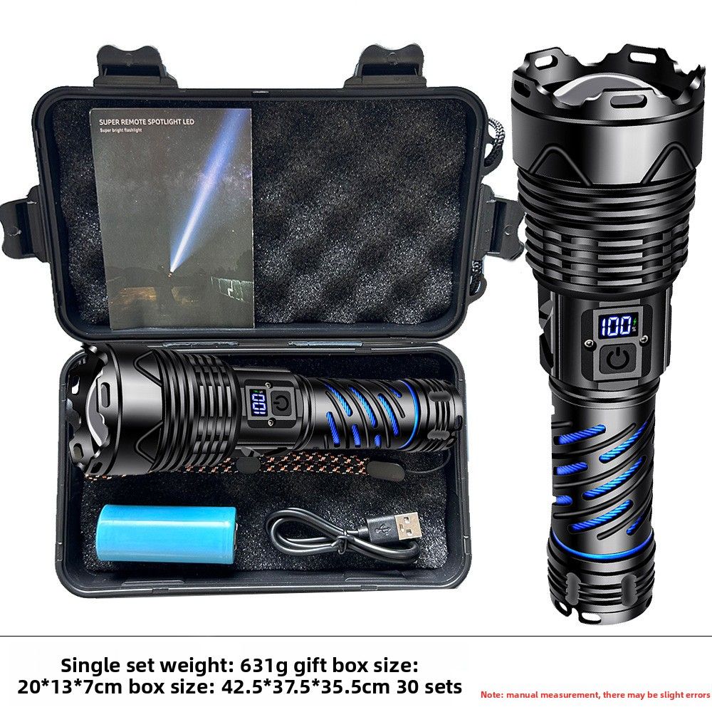 Super Laser Cannon Outdoor Ultra Bright Long-range Zoom Portable Emergency Rechargeable LED Flashlight_voghion.com