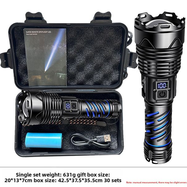 Super Laser Cannon Outdoor Ultra Bright Long-range Zoom Portable Emergency Rechargeable LED Flashlight_voghion.com