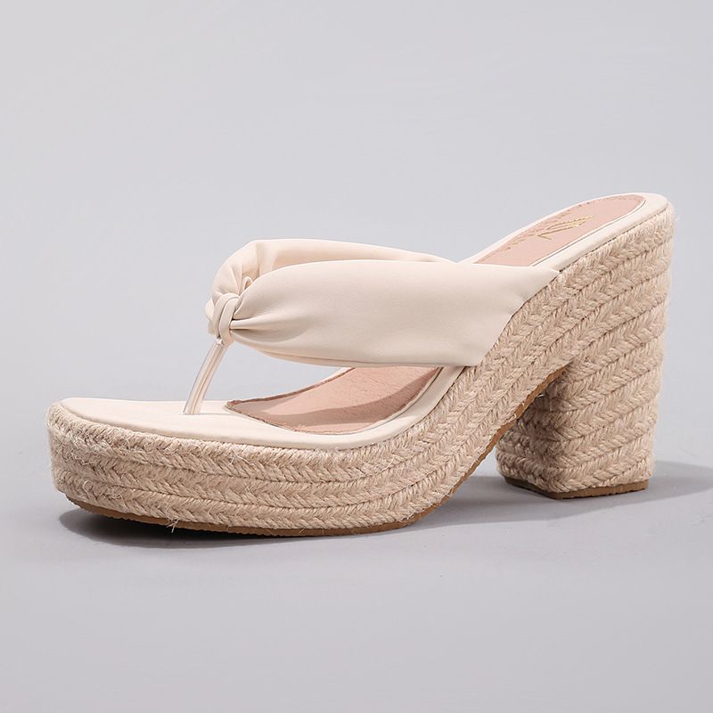 Women's Shoes Women's Rope Wedge Thick Soled Sandals Flip Flops Summer Vacation Waterproof Platform High Heels_voghion.com