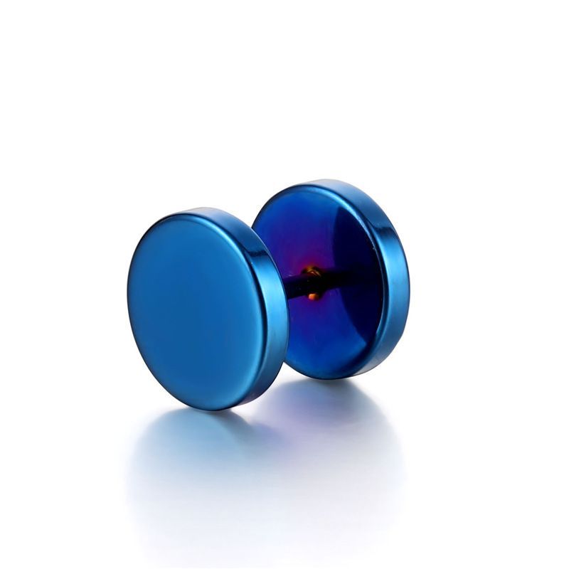 Fashion Titanium Barbell Stainless Steel Round Circle Stud Earrings For Men Women Not Fade Ear Rings_voghion.com