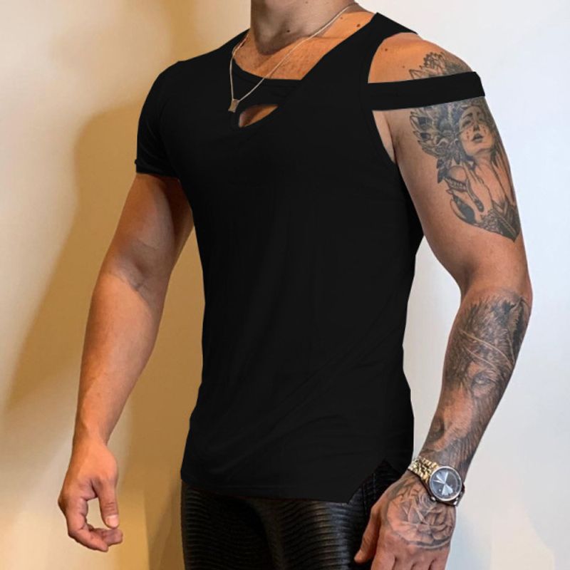 T-shirt irrégulier de personnalité de mode de grande taille pour hommes_voghion.com