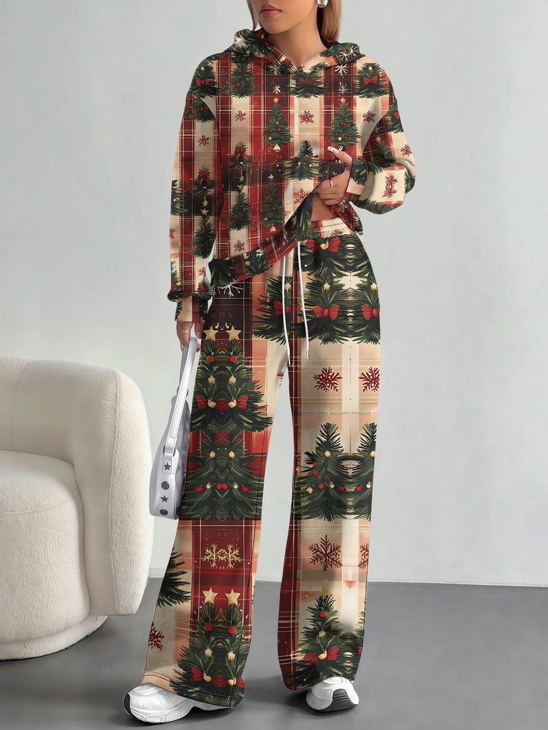 Christmas Style 2025 New Christmas Snowman Printing Foreign Trade Comfortable Fashion Casual European And American Women's Suit_voghion.com