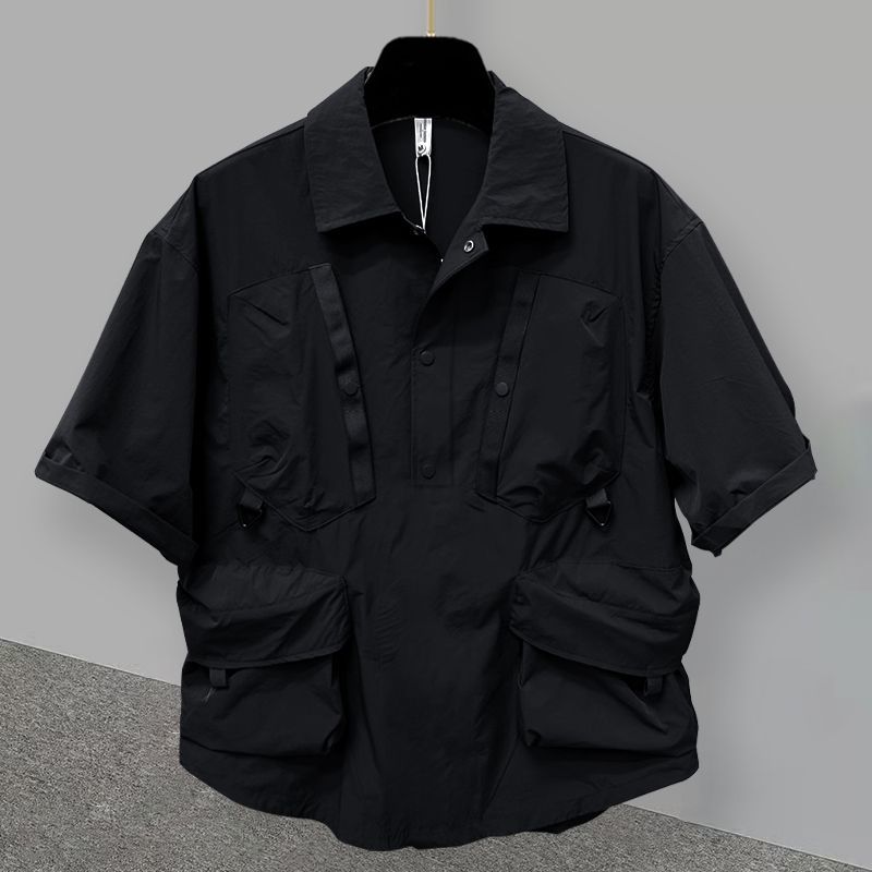 M-4XL Extra große Größe ist geeignet für 150 kg Gewicht Kurzarmfutter Herren Sommer Werkzeug Dreidimensionales Taschendesign Lose Halbarm Top_voghion.com