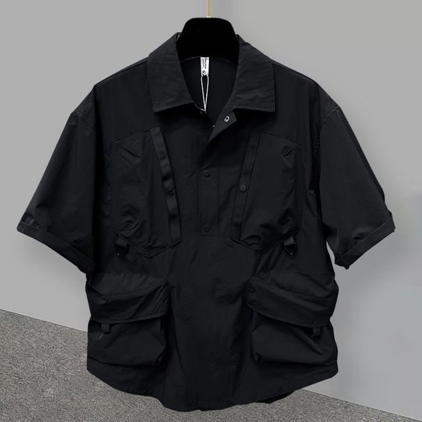 M-4XL Extra große Größe ist geeignet für 150 kg Gewicht Kurzarmfutter Herren Sommer Werkzeug Dreidimensionales Taschendesign Lose Halbarm Top_voghion.com