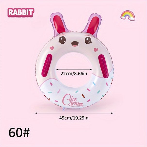 Liten kaninbadring med handtag, söt tecknad PVC-flytring, sommarpoolstrandfesttillbehör_voghion.com