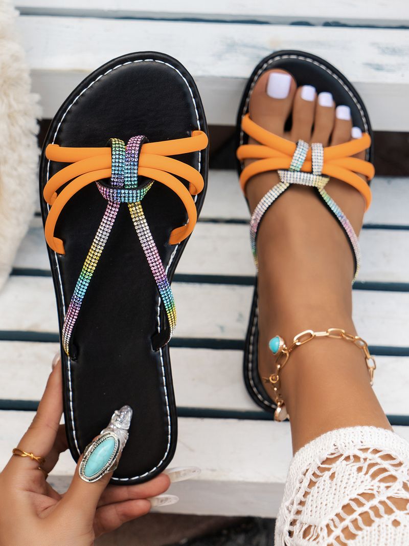 Women's Shoes Hot Selling Women's Shoes Rhinestone Color Diamond Straps Large Size Sandals Jelly Sandals_voghion.com