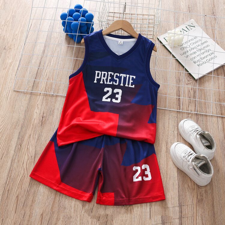 2-piece Letter Printed Sleeveless Top For Young Boys, Casual Shorts Suit Suitable For Comfortable Sportswear In Summer._voghion.com